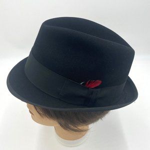 Vintage Royal Stetson Black Felt Hat with Red Feather, John B Stetson Company